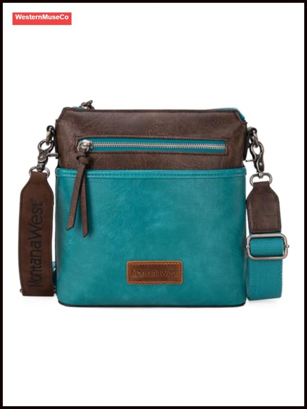 Multi Pocket Vegan Leather Crossbody Bag with Guitar Strap